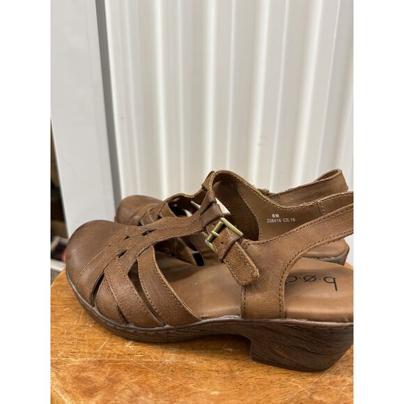 BOC Born Concept Brown Leather Strappy Wedge Sandals Women's 8 - Picture 4 of 5
